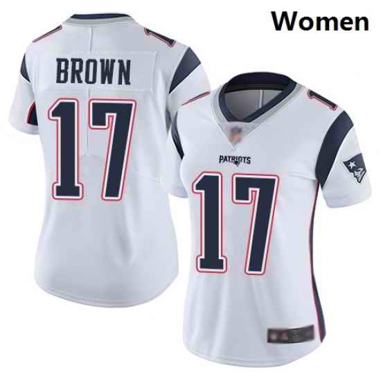 Patriots #17 Antonio Brown White Women Stitched Football Vapor Untouchable Limited Jersey